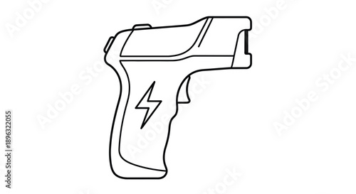 Line drawing of a digital infrared thermometer with a lightning bolt symbol