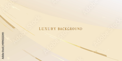 Elegant beige and gold abstract background with sparkling lines and text
