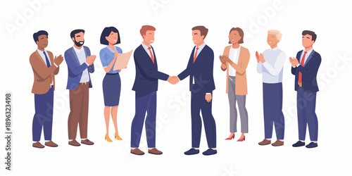 Group of diverse business professionals celebrating a deal or partnership
