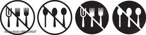 no plate and spoon icon. Food prohibited symbols. Do not eat icon. No food sign. flat vector illustration design. Dining prohibition symbols. No eating. Use simple shapes, solid colors, and no gradien