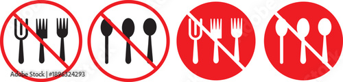 no plate and spoon icon. Food prohibited symbols. Do not eat icon. No food sign. flat vector illustration design. Dining prohibition symbols. No eating. Use simple shapes, solid colors, and no gradien