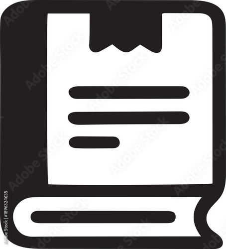 Open book icon with text and tab for content