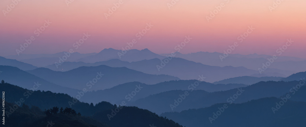 Fototapeta premium Breathtaking sunrise over mountain ranges nature landscape panoramic view tranquil environment