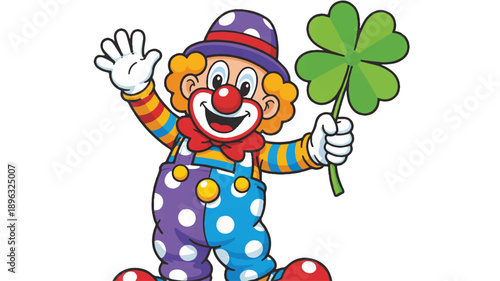 A cartoon illustration of a cheerful clown character in a polka dot outfit (3)_traced