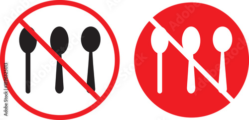 no plate and spoon icon. Food prohibited symbols. Do not eat icon. No food sign. flat vector illustration design. Dining prohibition symbols. No eating. Use simple shapes, solid colors, and no gradien