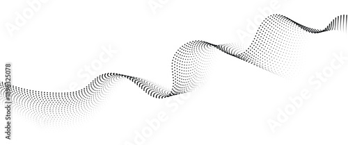 Flowing Dot Wave halftone gradient pattern on transparent background	
