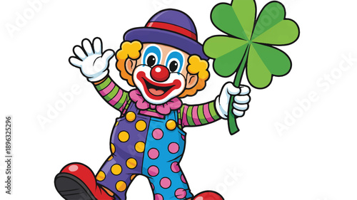 A cartoon illustration of a cheerful clown character in a polka dot outfit (4)_traced