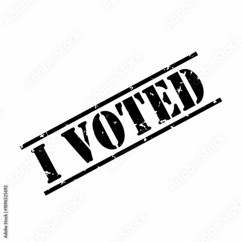 Distressed black rubber stamp with 'I Voted' text, representing civic participation in democratic elections