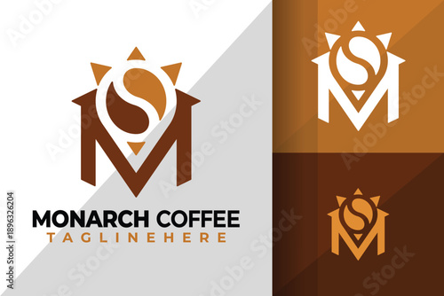 Letter M Crown Coffee Logo Logos Design Element Stock Vector Illustration