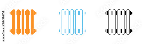 Heating radiator icons in orange blue and black