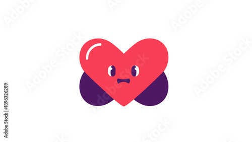 Cute Red Heart Character with Purple Wheels and Sad Eyes