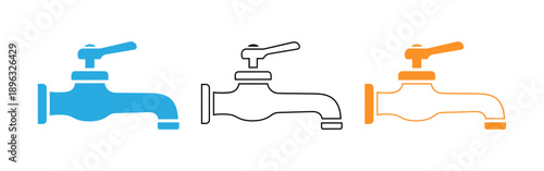 Faucet icons in blue black and orange