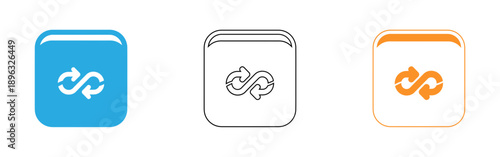 Three icons of documents with a refresh symbol