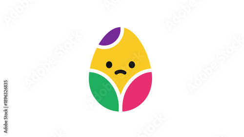 Sad Egg Face with Colorful Petal Accents