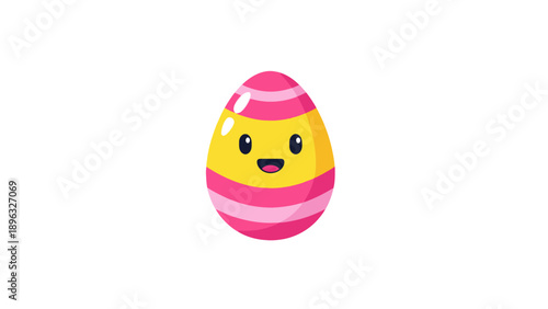 Happy Easter Egg Character with Pink Stripes