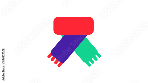 Colorful Scarf Icon with Fringes - Modern Flat Design