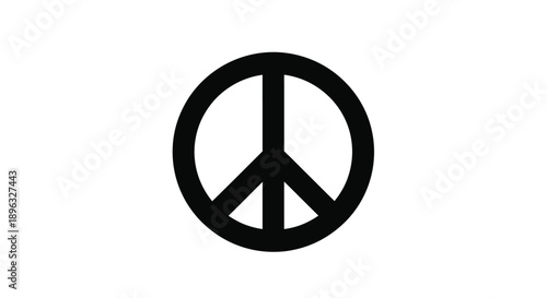 A simple black and white illustration of the universally recognized peace symbol