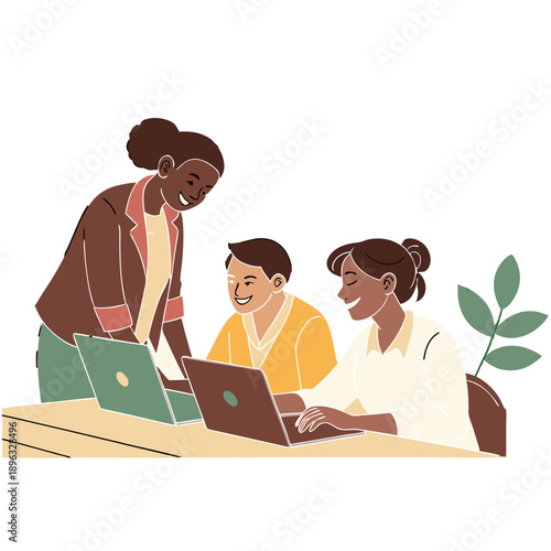 Happy cartoon family spending time together in the park and on the beach reading and smiling with love