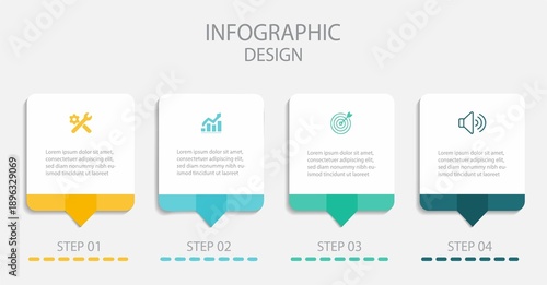 Vector Infographic design business template with icons and 4 options or steps. Vector illustration. 