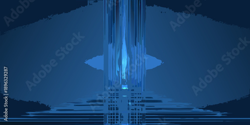 a blue abstract image with lines and shapes
