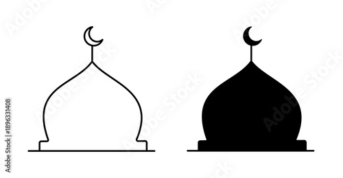 Mosque Dome Islamic Architecture Line Icon