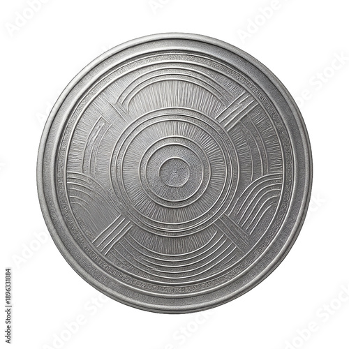 Industrial metal disc with circular texture, perfect for engineering, manufacturing, mechanical, and industrial technology concepts.