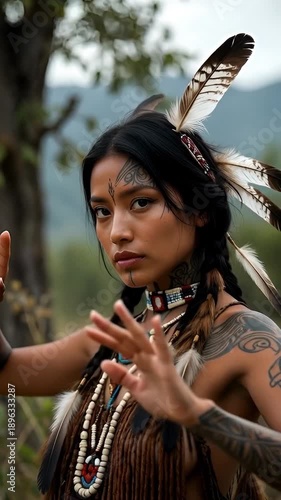 Young Beautiful Native American Woman in Traditional Regalia Culture & Heritage