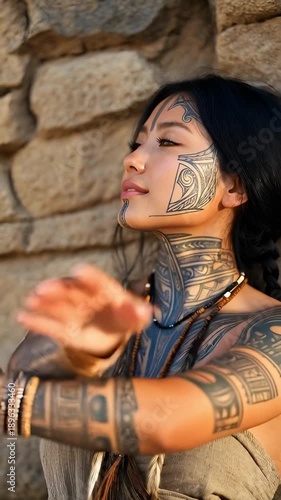 Young Beautiful Native American Woman in Traditional Regalia Culture & Heritage