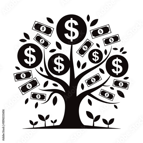 Money tree illustration a symbolic representation of financial growth and prosperity
