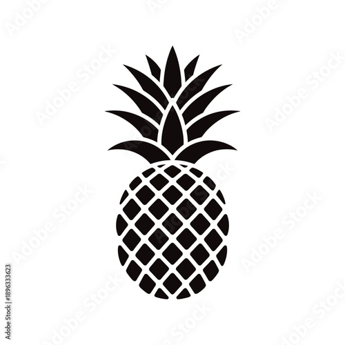Simple black silhouette of a pineapple with detailed textured body
