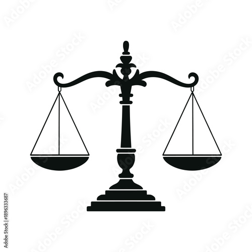 Black silhouette of scales of justice symbolizing law and impartiality