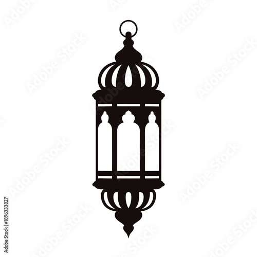 Elegant black silhouette of a traditional middle eastern hanging lamp