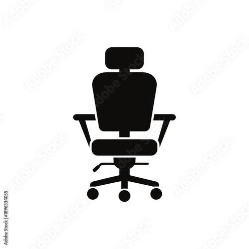 Simple black silhouette of an office chair with a high backrest