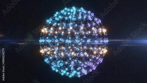 Abstract illustration of interconnected nodes glowing lights and network design