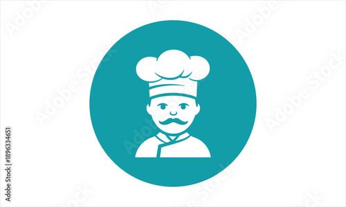 Chef icon representing food and culinary arts in a circular frame