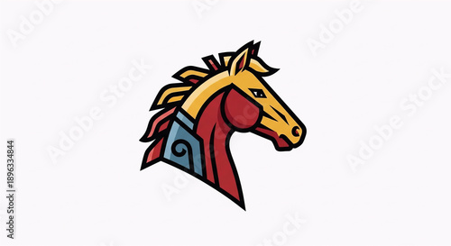 Wallpaper Mural Red and Gold Horse Head Illustration Torontodigital.ca