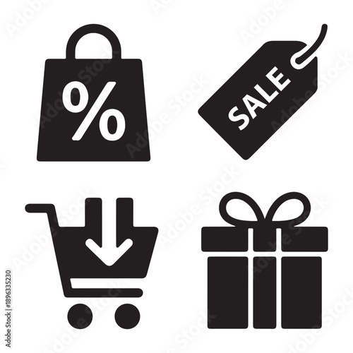 E commerce sale discount bag silhouette for online shopping promotion