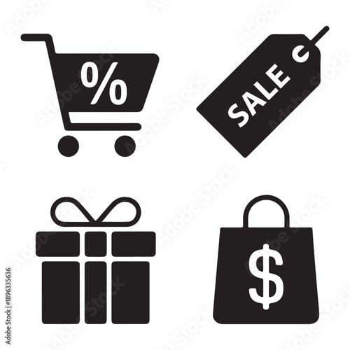 E commerce sale percentage icon silhouette for big savings event