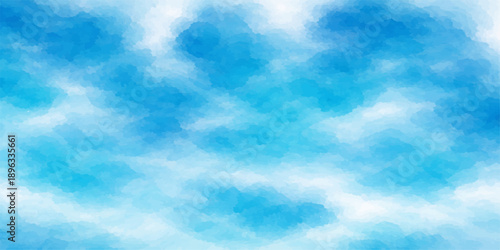 A beautiful clear blue sky background featuring fluffy white clouds and bright sunlight creates a stunning summer nature cloudscape in the open atmosphere