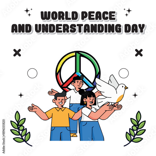 Illustrating global unity and harmony, people embrace peace and understanding on a special day