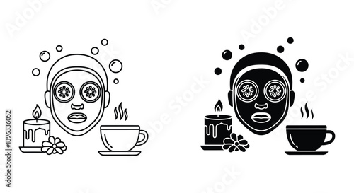 Spa Facial Treatment with Candle and Coffee, Relaxation Concept