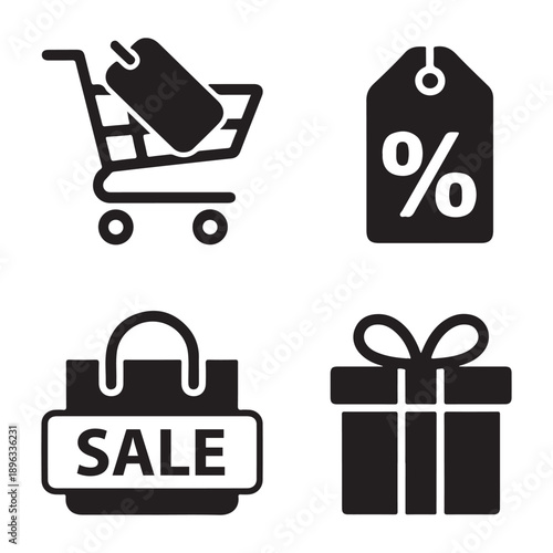 E commerce sale marketing icon silhouette for promotional visuals