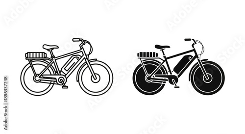Electric bicycle icon, representing sustainable transportation, eco-friendly commuting, and modern cycling.