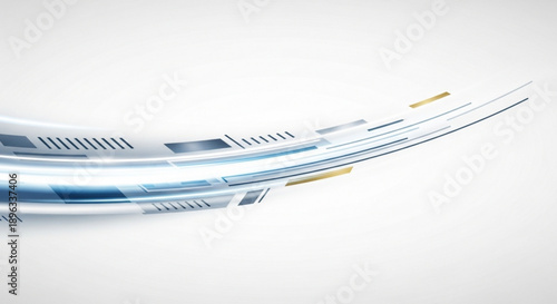 A closeup view of a curved, metallic object with blue and gold accents