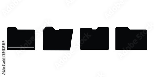 Folder Icon Set – Minimal Flat File & Document Storage Icons, Open Folder Vector Collection (EPS 10)