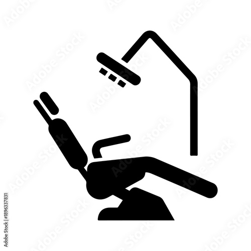 Dental chair and examination lamp, symbol for dentist office and oral hygiene treatment