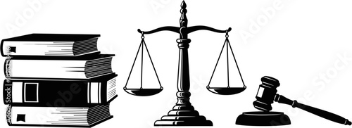 scale of justice and law isolated on white