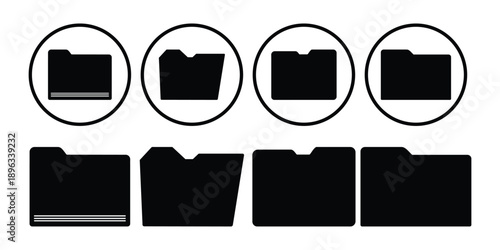 Folder Icon Set – Minimal Flat File & Document Storage Icons, Open Folder Vector Collection (EPS 10)