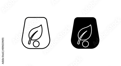 Abstract icon with a leaf and a circle, representing energy efficiency, environmental consciousness, or a sustainable device