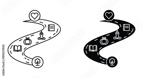 Hand drawn paperclip doodle icons with heart love and document symbols for business office creativity and organization